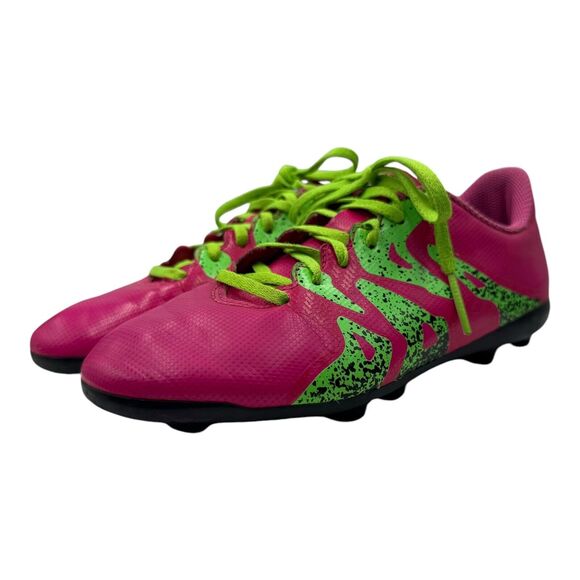 Adidas X 15.4 FXG Boots Cleats Kids 1.5 Shoes Soccer Football Pink Green Outdoor - Picture 4 of 15